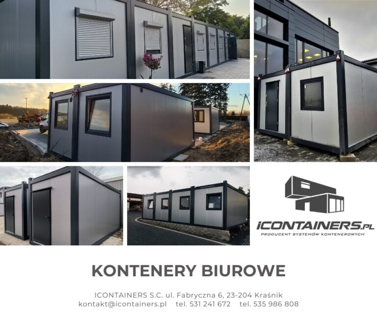 Zestawienie zdjęć kontenerów biurowych